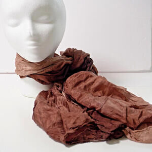 Vintage 100% Silk Brown Ombre Solid Rectangle Scarf Quiet Luxury Lagenlook Fairy
